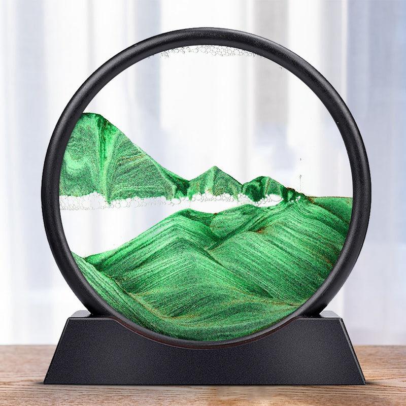 Moving Sand Art Picture Round Glass 3D