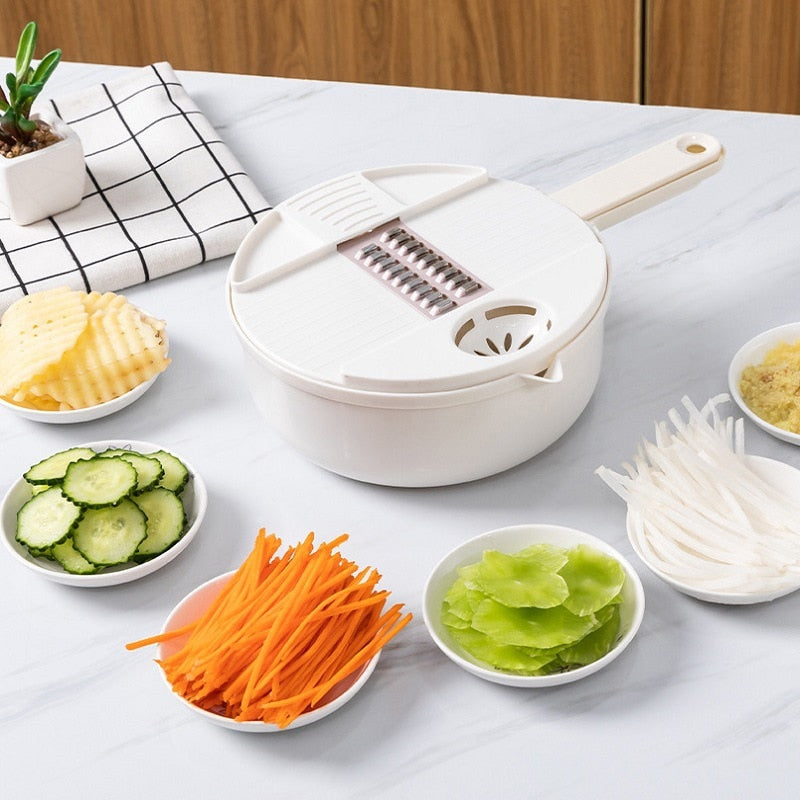 Multi-Function Vegetable Chopper -  Manually Cut Shred Grater