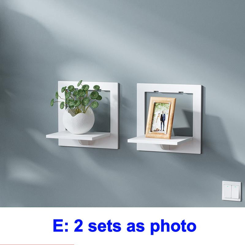 Wall shelf free punching wall-mounted TV background wall hanger bedroom balcony bedside wall creative flower pot stand