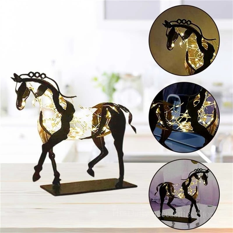 Home Decor Horse Statue Metal Horse Decoration Sculpture Ornaments Adonis Openwork Desktop Decor gift for he she