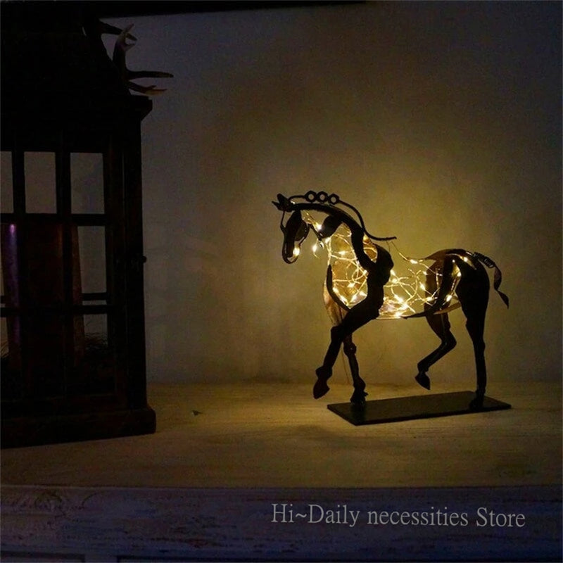 Home Decor Horse Statue Metal Horse Decoration Sculpture Ornaments Adonis Openwork Desktop Decor gift for he she