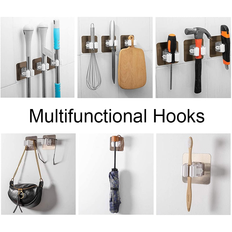 4/6pcs Wall Mounted Mops Holder