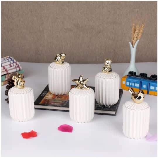 Nordic creative ceramic craft electroplating home decoration sealed jar wedding gift storage box storage jar gift