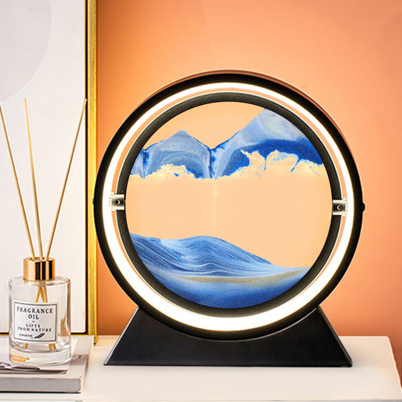 Moving Sand Art Picture Round Glass 3D