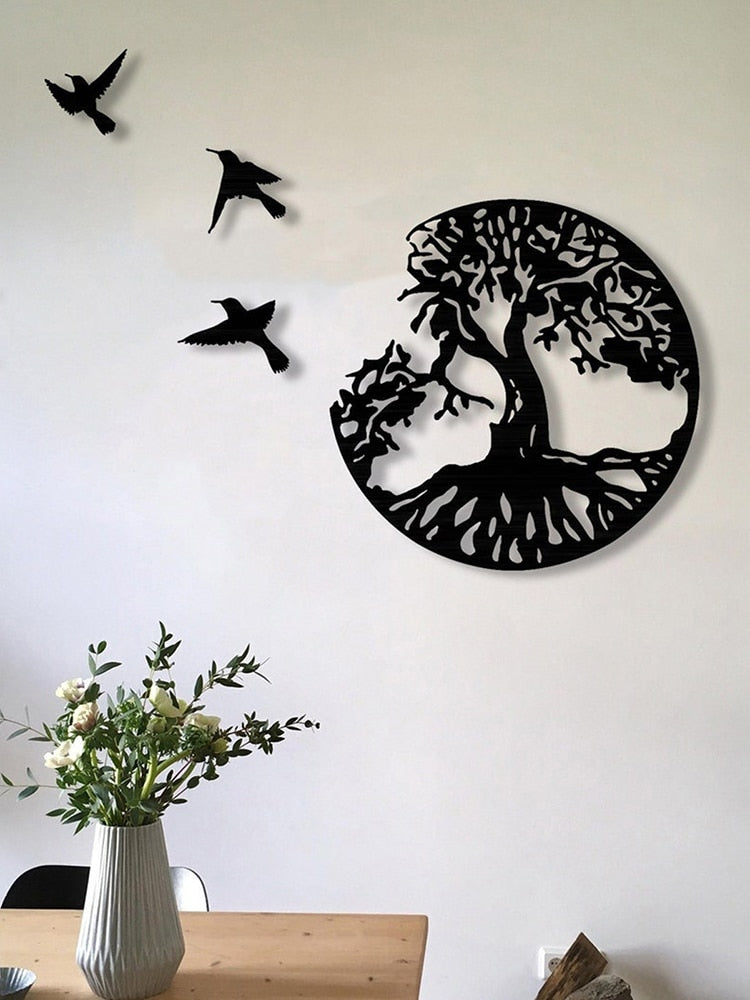 Tree Of Life & Birds Metal Wall Home Decoration