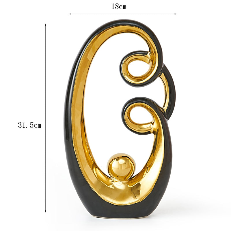 Abstract Ceramic Sculpture Golden Statue