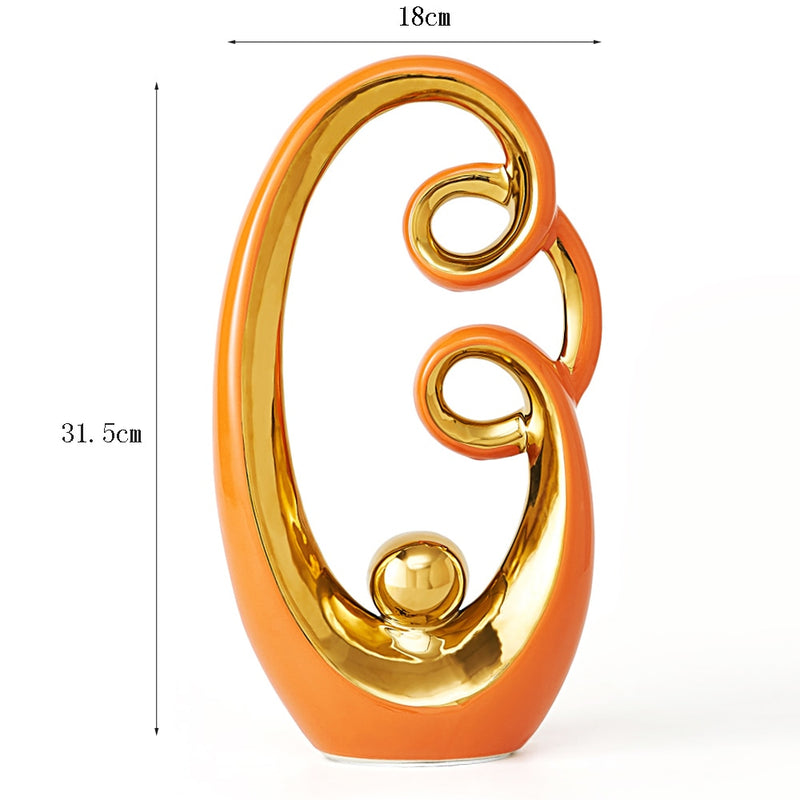 Abstract Ceramic Sculpture Golden Statue