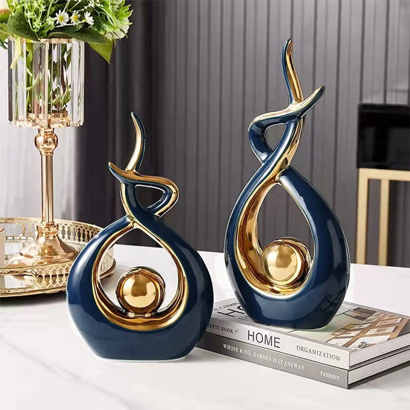 Abstract Ceramic Sculpture Golden Statue