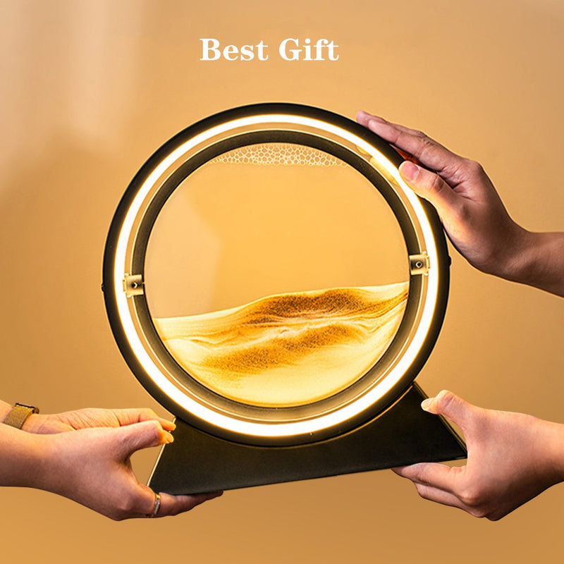 Moving Sand Art Picture Round Glass 3D