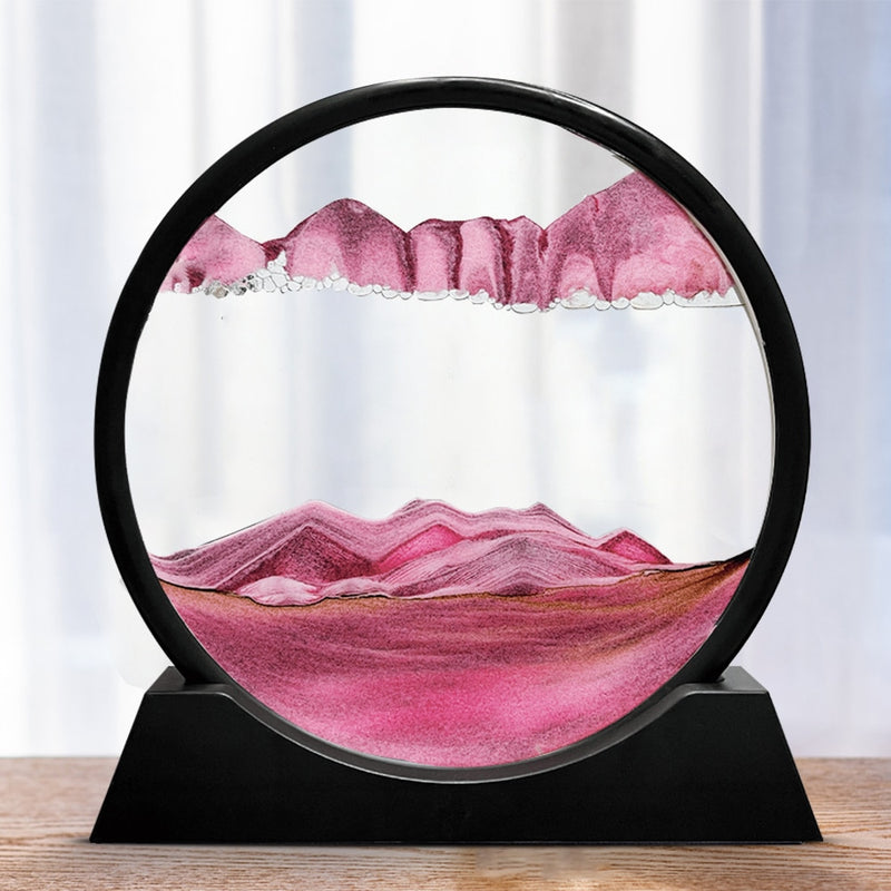 Moving Sand Art Picture Round Glass 3D