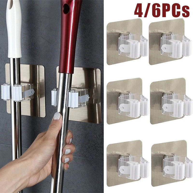 4/6pcs Wall Mounted Mops Holder