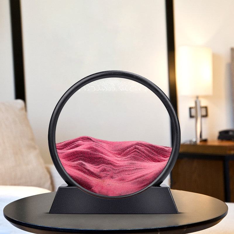 Moving Sand Art Picture Round Glass 3D