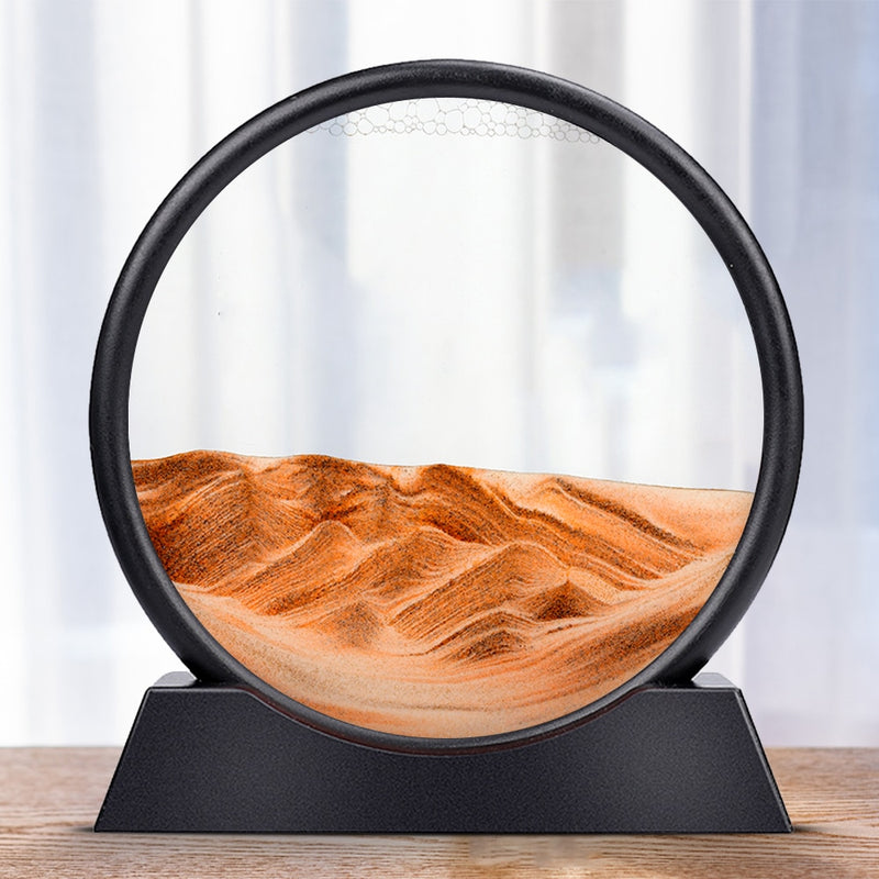 Moving Sand Art Picture Round Glass 3D