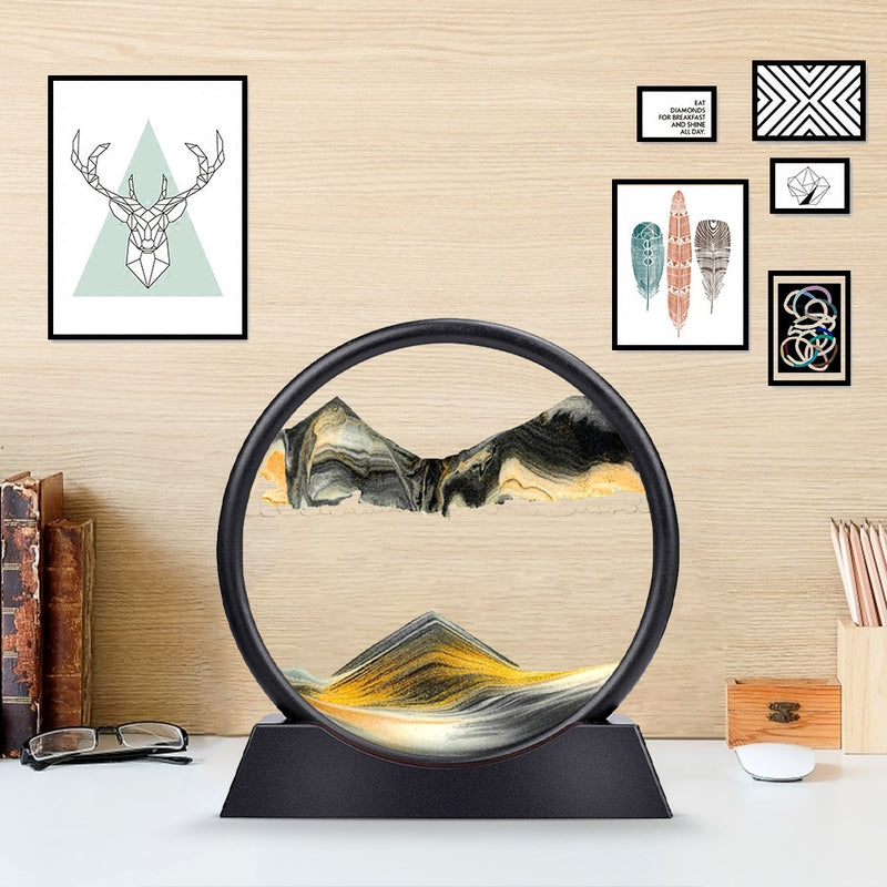 Moving Sand Art Picture Round Glass 3D