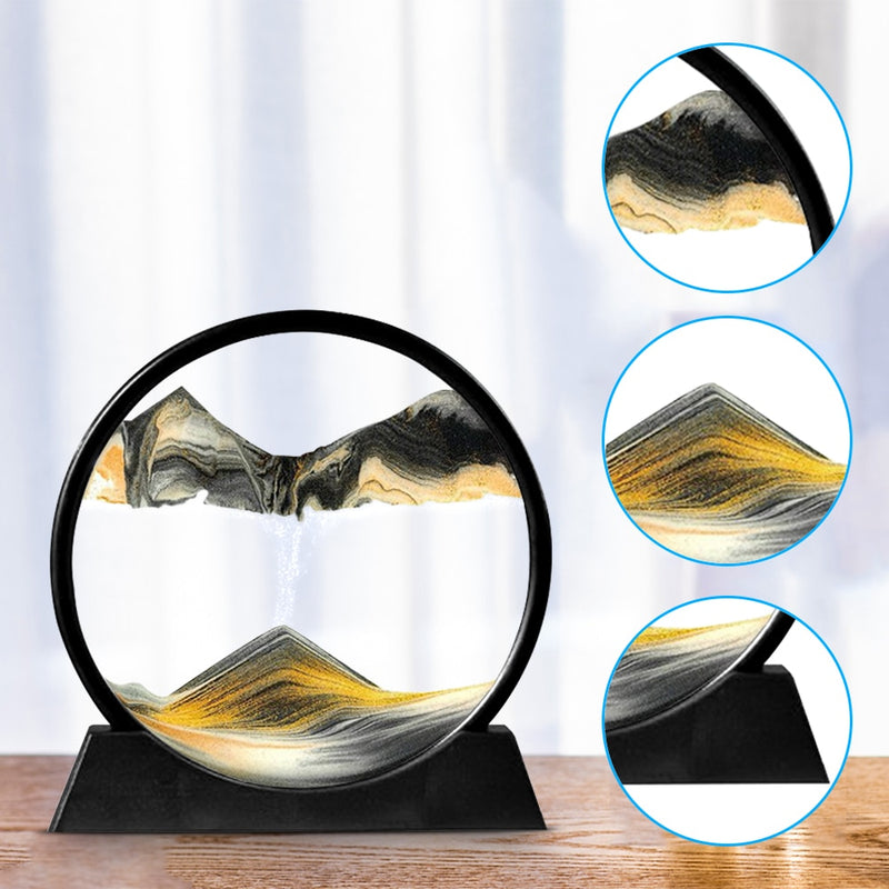 Moving Sand Art Picture Round Glass 3D