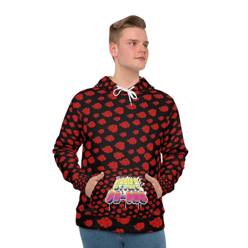 Men's Red Cloud Hoodie, Anime-Inspired Partial Red Cloud Hoodie, Red Cloud Anime Hoodie, APOLLO DA-ONE