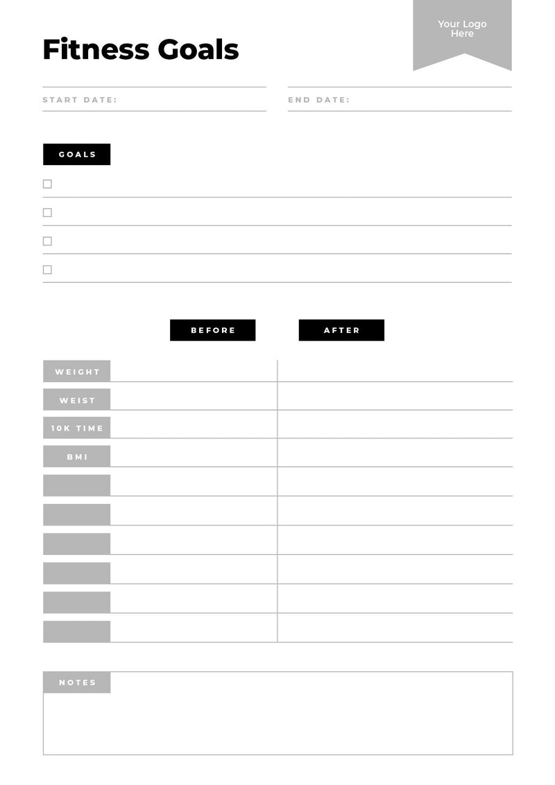 Fitness Planners and Tracker Downloadable Editable Printable