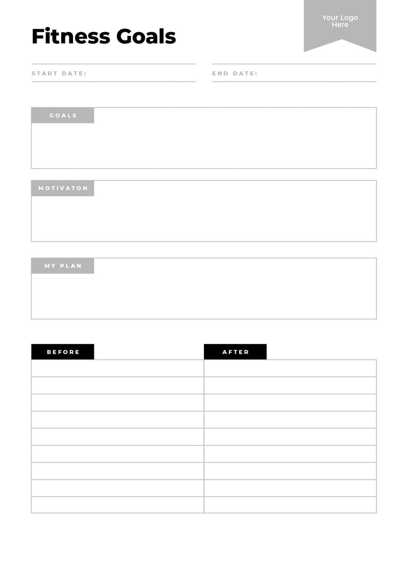 Fitness Planners and Tracker Downloadable Editable Printable