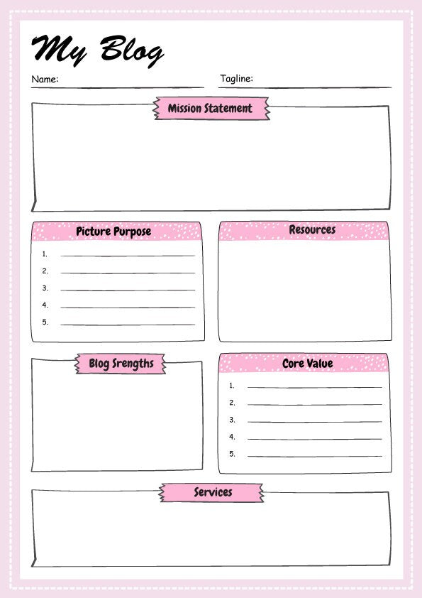 Blog Planner Downloadable Editable Printable