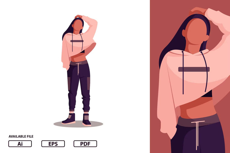 Swag Girl with Sweater Flat Illustration