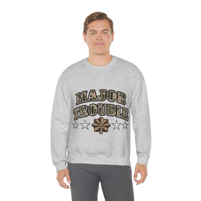 Unisex Military MAJOR TROUBLE Heavy Blend Crewneck Sweatshirt