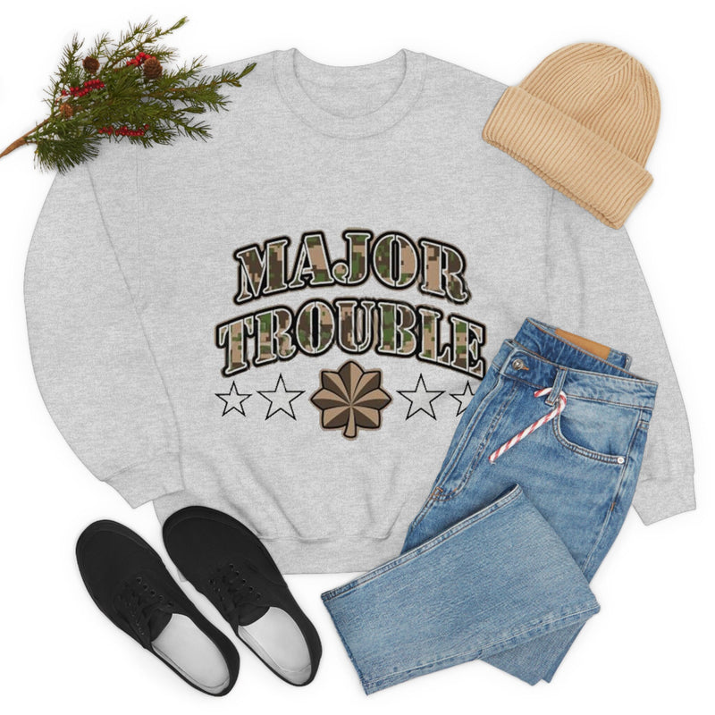 Unisex Military MAJOR TROUBLE Heavy Blend Crewneck Sweatshirt