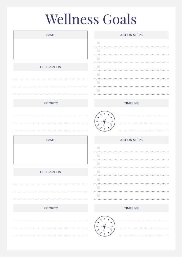 Downloadable Editable Printable Wellness Planner