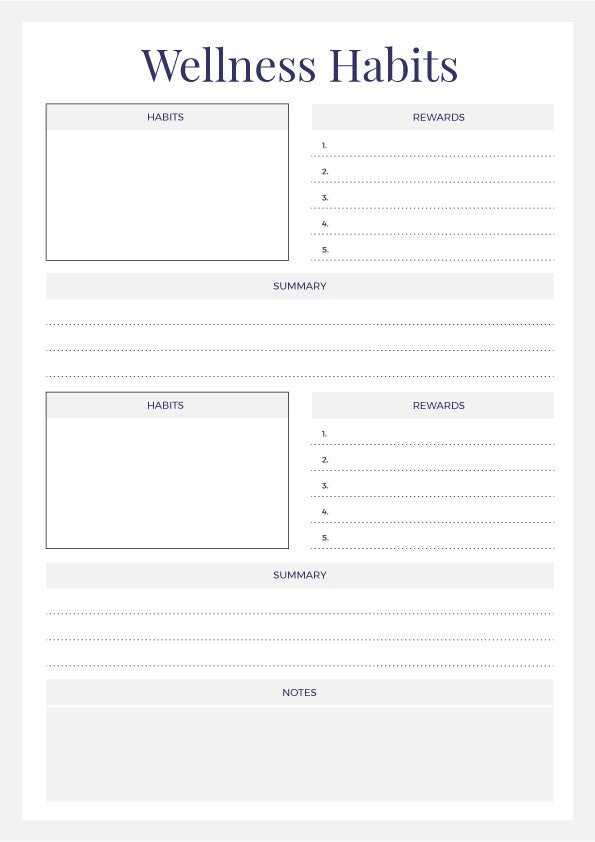 Downloadable Editable Printable Wellness Planner