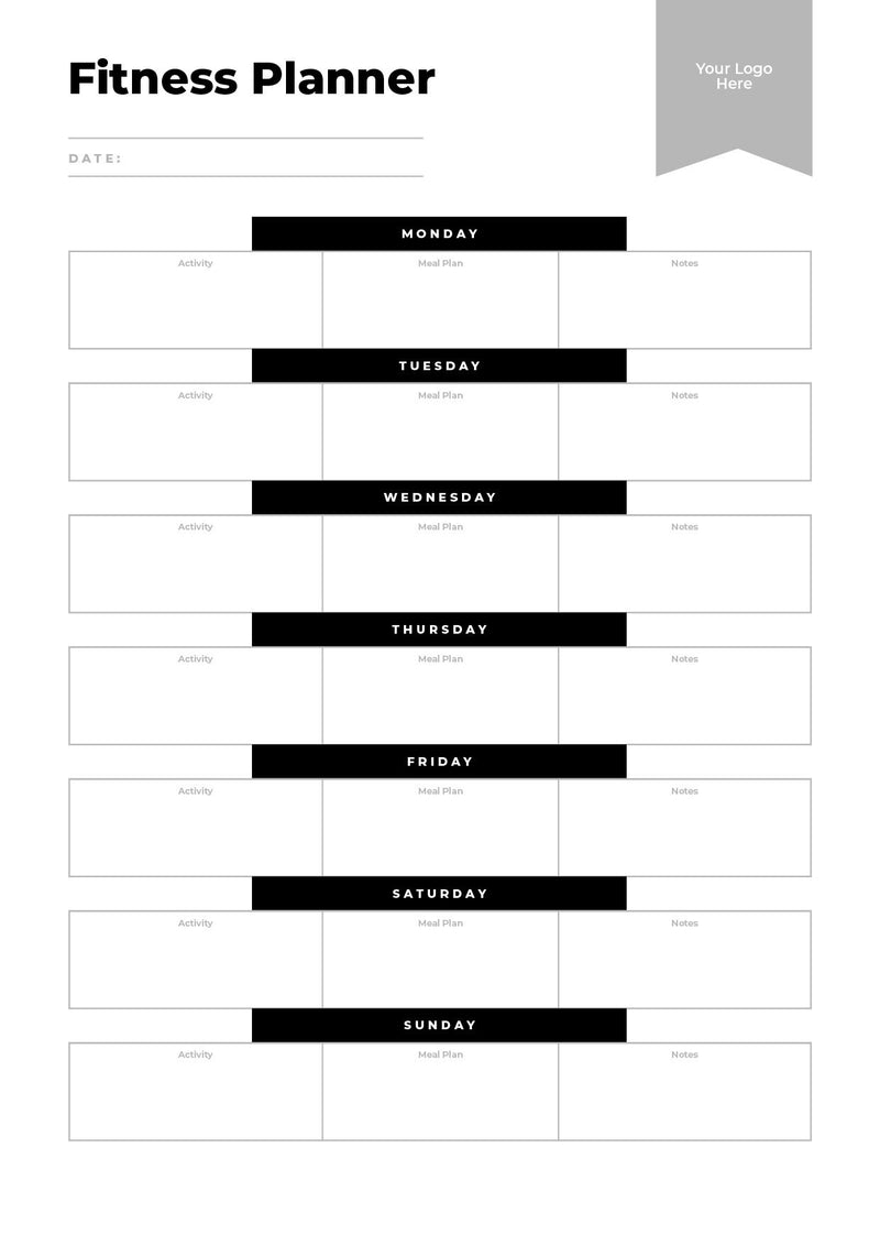 Fitness Planners and Tracker Downloadable Editable Printable