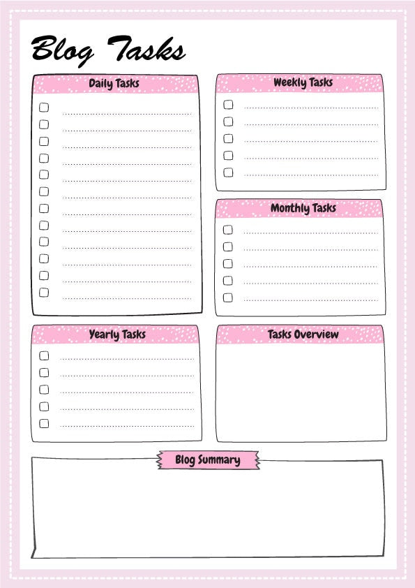 Blog Planner Downloadable Editable Printable