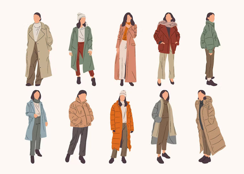 Block Stylish Women Poses Illustration