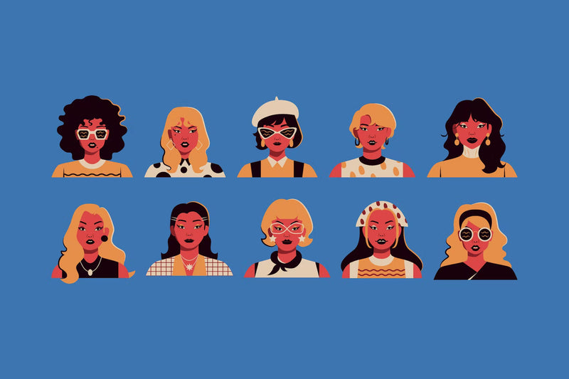 70-s-girls-illustration-set