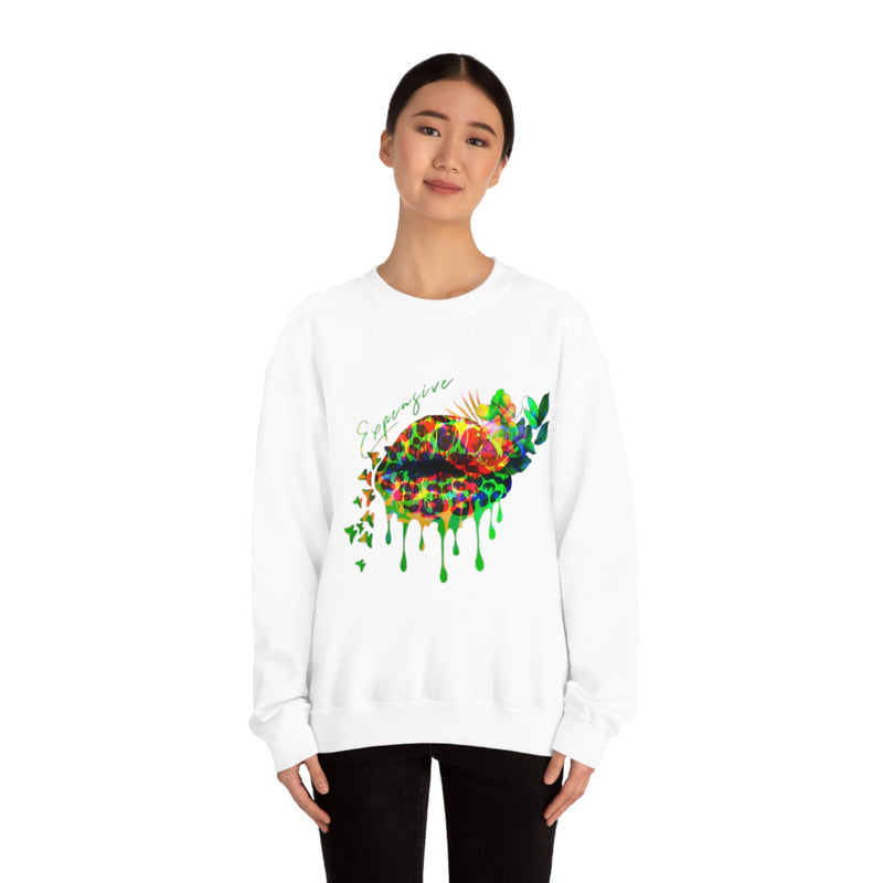 Heavy Blend Crewneck Luxuries Lips Sweatshirt, Graphic Crewneck Sweatshirt