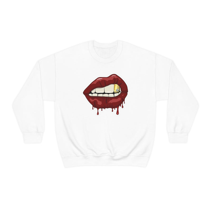 Heavy Blend Crewneck Lips with Gold Teeth Sweatshirt