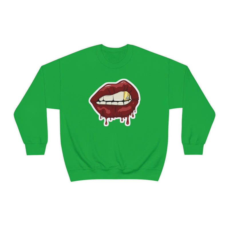 Heavy Blend Crewneck Lips with Gold Teeth Sweatshirt