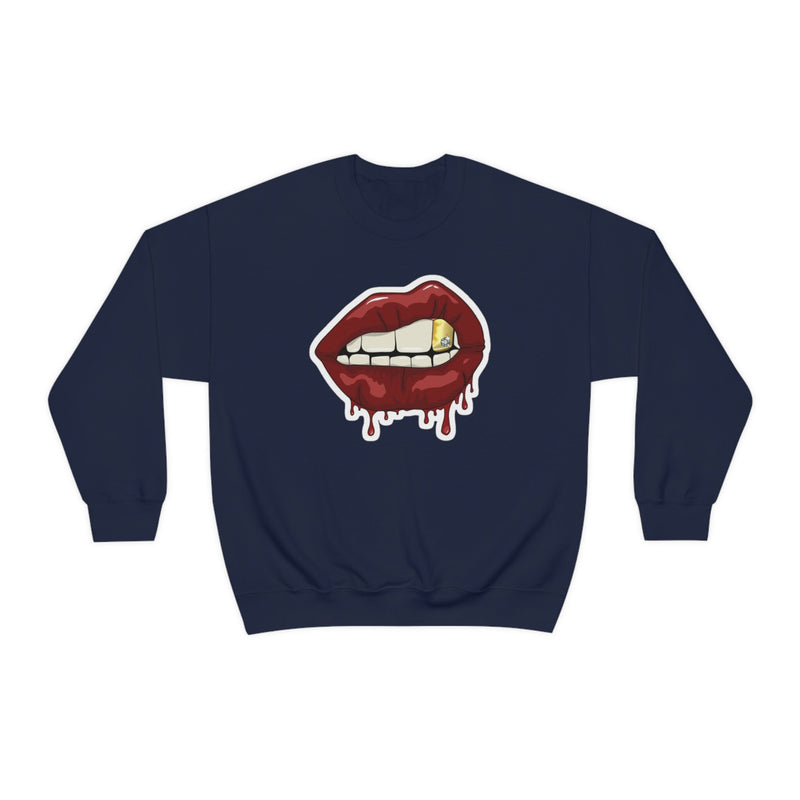 Heavy Blend Crewneck Lips with Gold Teeth Sweatshirt