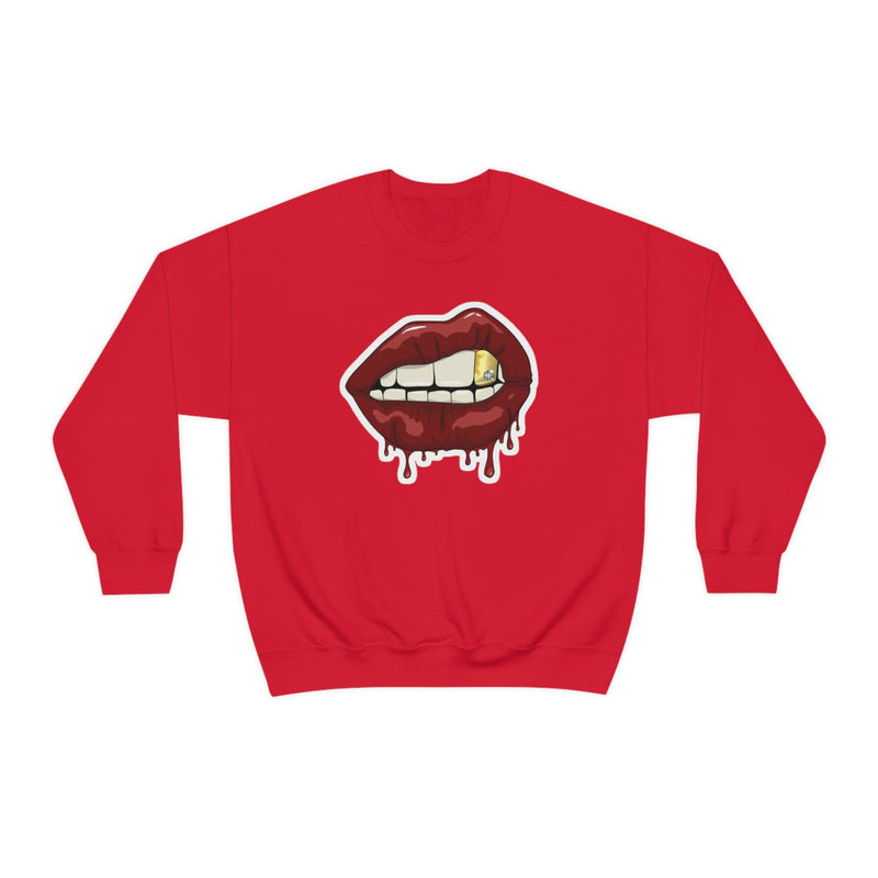 Heavy Blend Crewneck Lips with Gold Teeth Sweatshirt