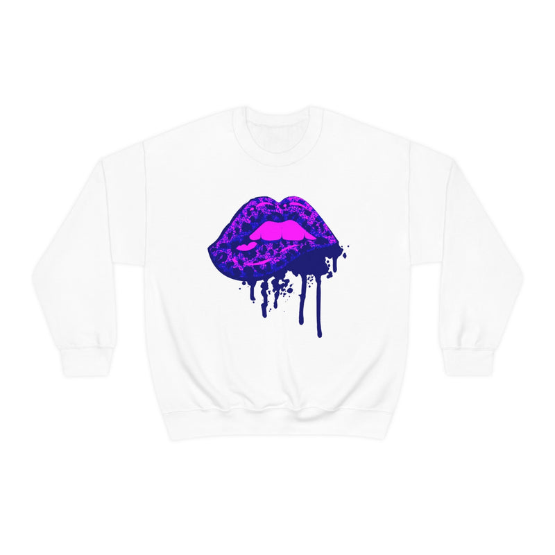 Unisex Heavy Blend Crewneck Lips with Gold Teeth Sweatshirt