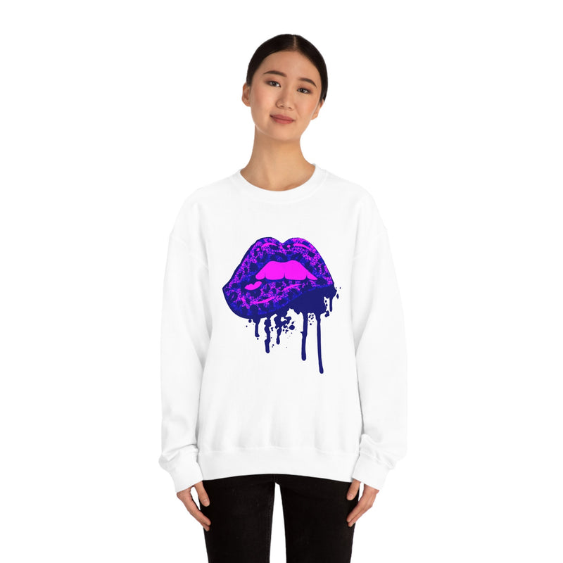 Unisex Heavy Blend Crewneck Lips with Gold Teeth Sweatshirt