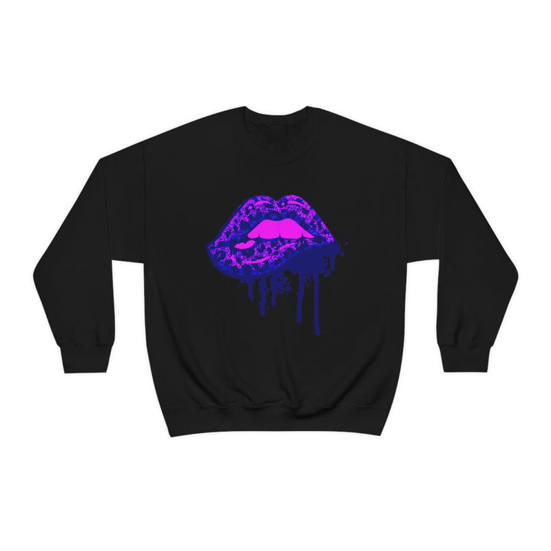 Unisex Heavy Blend Crewneck Lips with Gold Teeth Sweatshirt