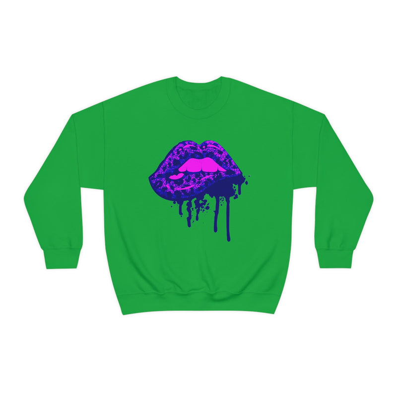 Unisex Heavy Blend Crewneck Lips with Gold Teeth Sweatshirt