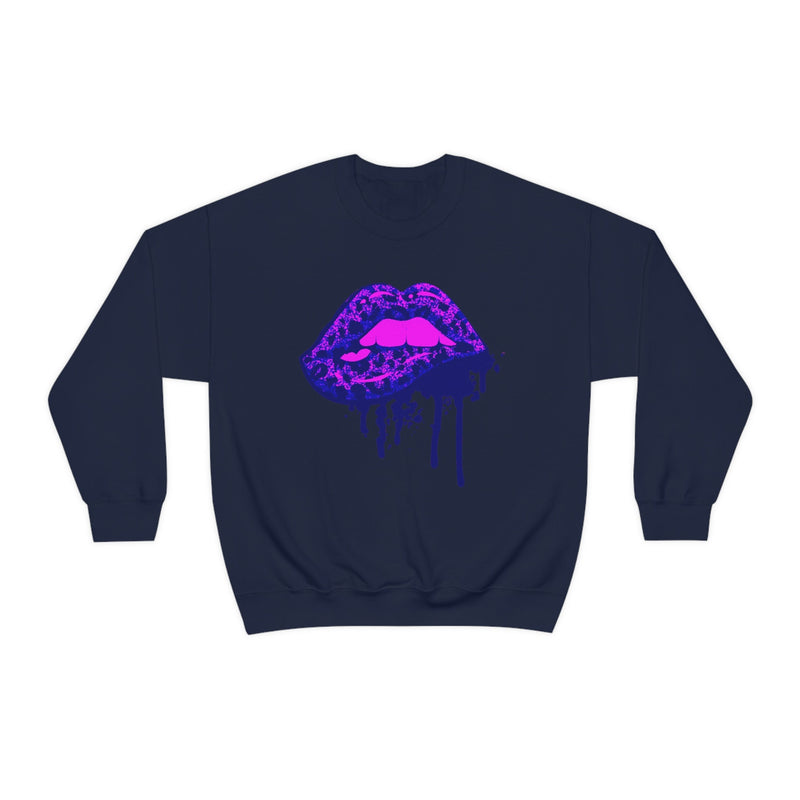 Unisex Heavy Blend Crewneck Lips with Gold Teeth Sweatshirt