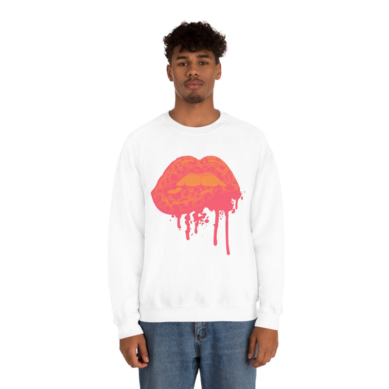 Unisex Heavy Blend Crewneck Lips with Gold Teeth Sweatshirt