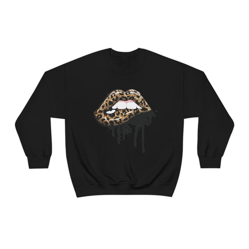 Unisex Heavy Blend Crewneck Lips with Gold Teeth Sweatshirt