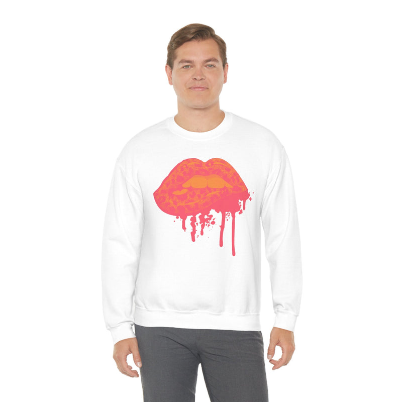 Unisex Heavy Blend Crewneck Lips with Gold Teeth Sweatshirt