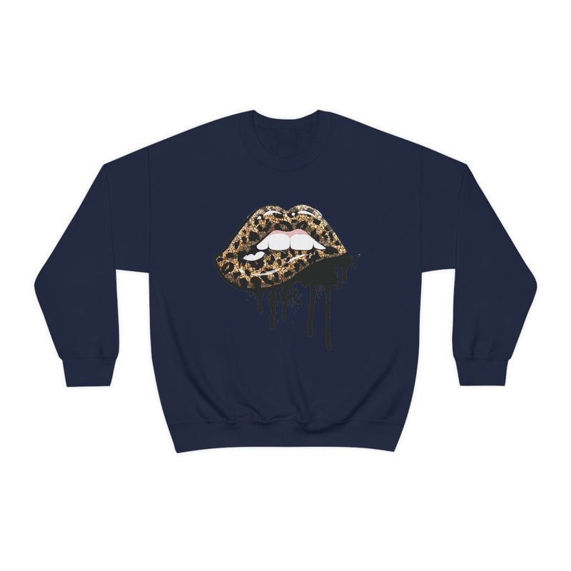 Unisex Heavy Blend Crewneck Lips with Gold Teeth Sweatshirt