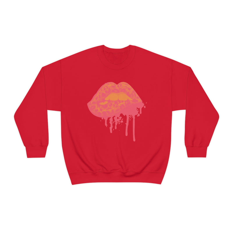 Unisex Heavy Blend Crewneck Lips with Gold Teeth Sweatshirt