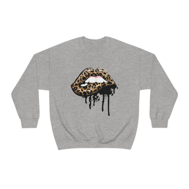 Unisex Heavy Blend Crewneck Lips with Gold Teeth Sweatshirt