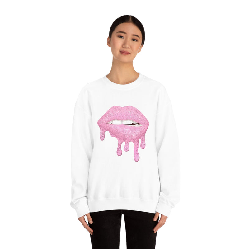 Unisex Heavy Blend Crewneck Lips with Gold Teeth Sweatshirt