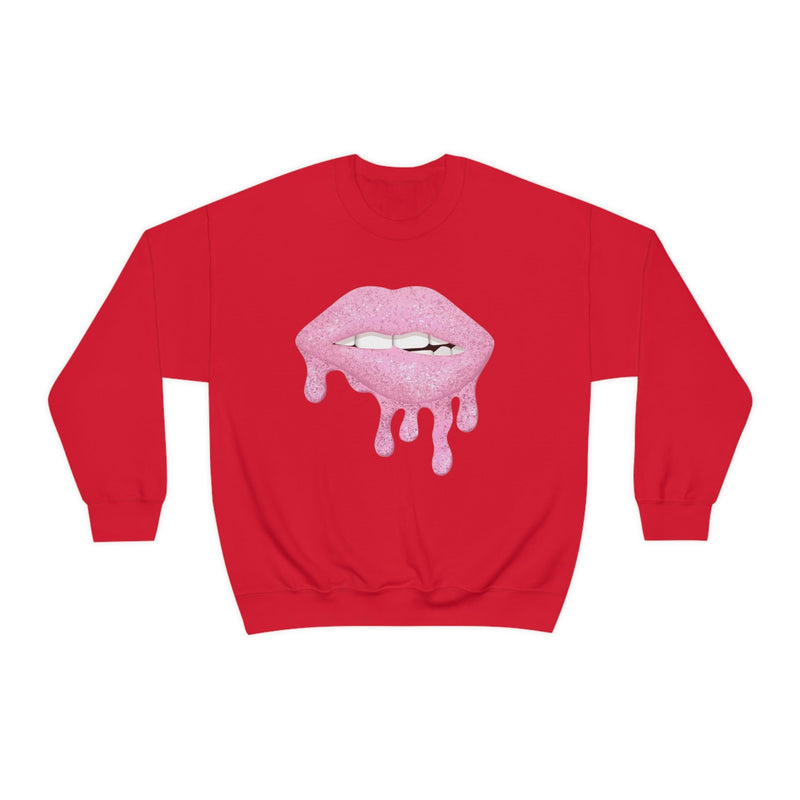 Unisex Heavy Blend Crewneck Lips with Gold Teeth Sweatshirt